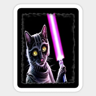 Fun Cat Print ~ AI Art ~ Fantasy Cat ~ Sci-fi Cat ~ Cats with Lightsabers Sticker